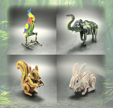 4 Pack 3D Wooden Animal Assembly Puzzle