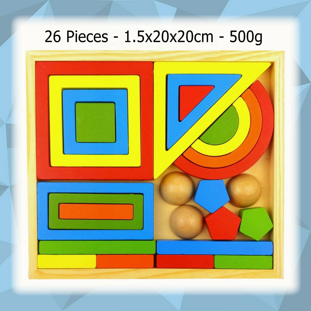 26 Piece Wooden Geometric Blocks