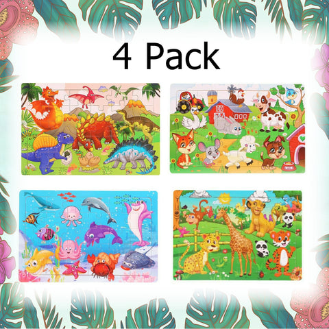 4 Pack 30 Piece Wooden Jigsaw Puzzles