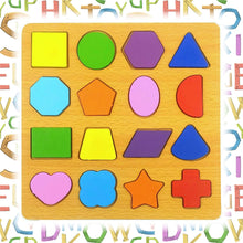 4-Pack Wood Alphabet-Numbers-Shapes Puzzle